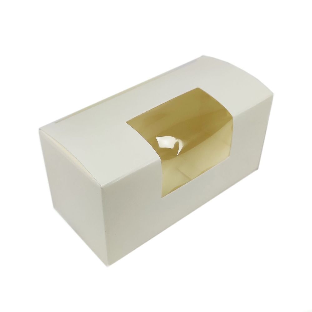 Pudełko na makaroniki z oknem - Matpack - białe, 10 cm