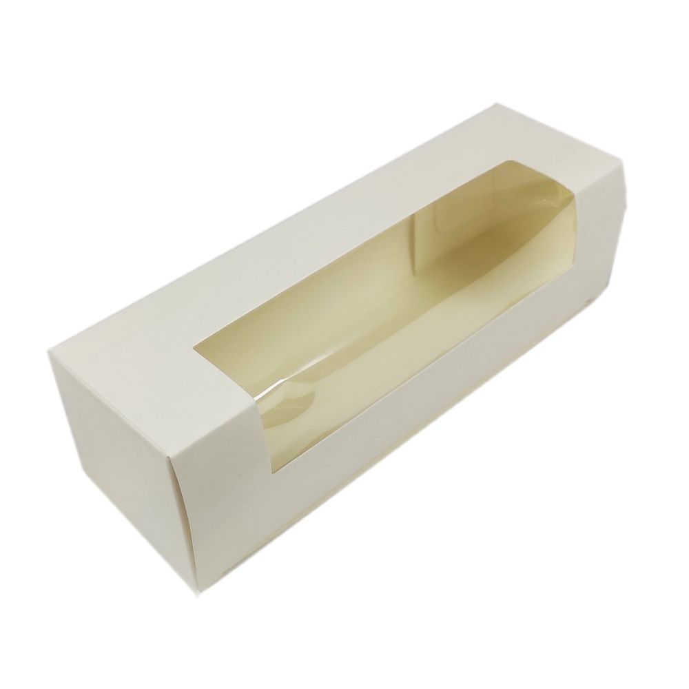 Pudełko na makaroniki z oknem - Matpack - białe, 16 cm