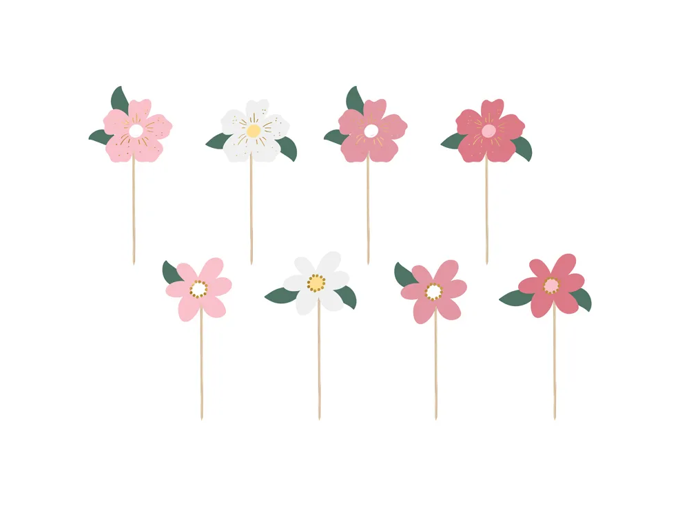 Toppery do muffinek - PartyDeco - Kwiatki, 8 szt.