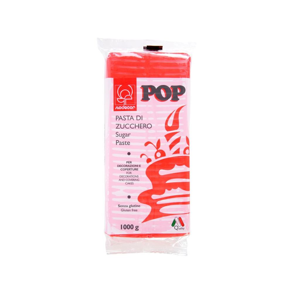 Sugar paste, fondant Pop - Modecor - red, 1 kg