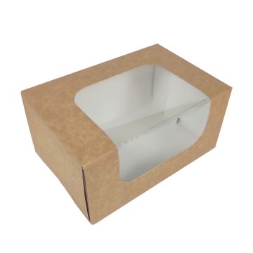 A box for a cake with a window - Hersta - kraft, 16.5 x 11 x 8 cm