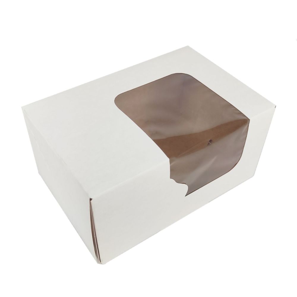 Pudełko na tort z oknem - Hersta - białe, 16,5 x 11 x 8 cm