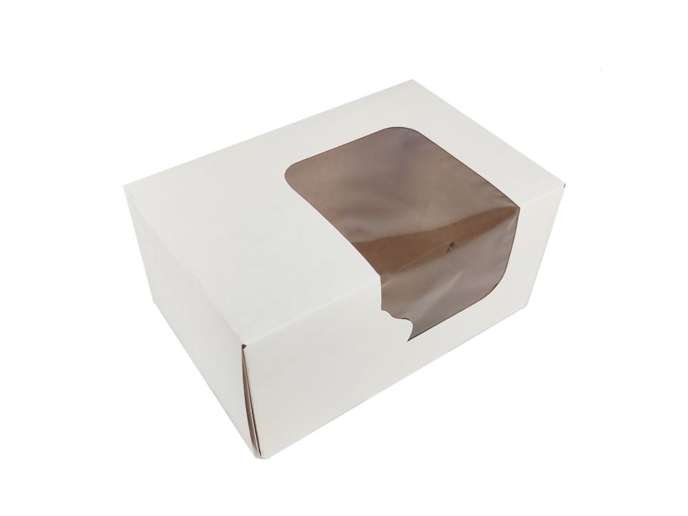 Pudełko na tort z oknem - Hersta - białe, 16,5 x 11 x 8 cm