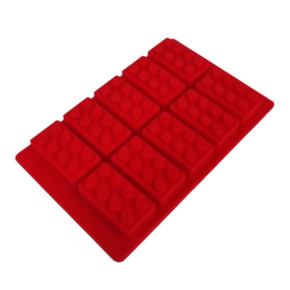 Silicone mold for pralines and chocolates - Blocks, red, 10 pcs.