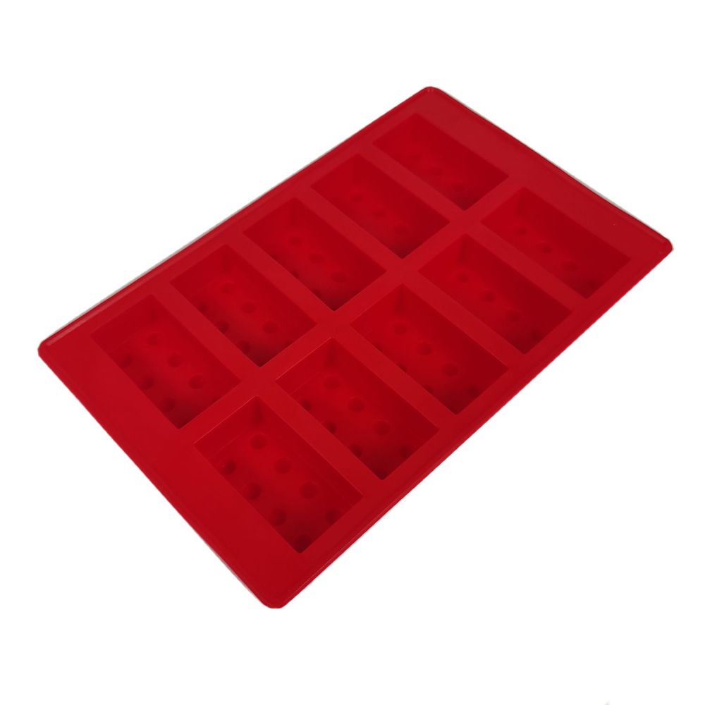 Forma silikonowa do pralin i czekoladek - Klocki, czerwona, 10 szt.