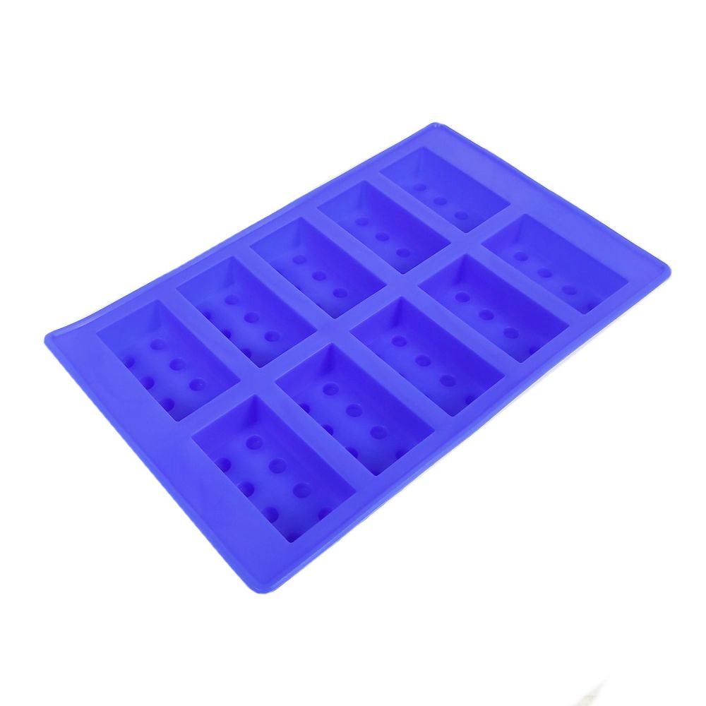 Forma silikonowa do pralin i czekoladek - Klocki, niebieska, 10 szt.