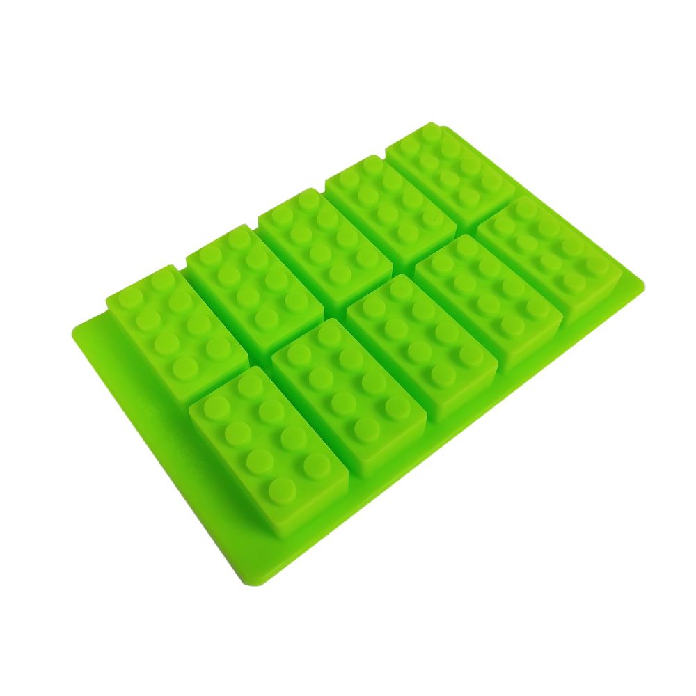 Silicone mold for pralines and chocolates - Blocks, green, 10 pcs.