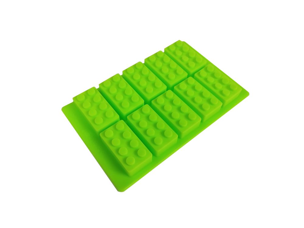Forma silikonowa do pralin i czekoladek - Klocki, zielona, 10 szt.