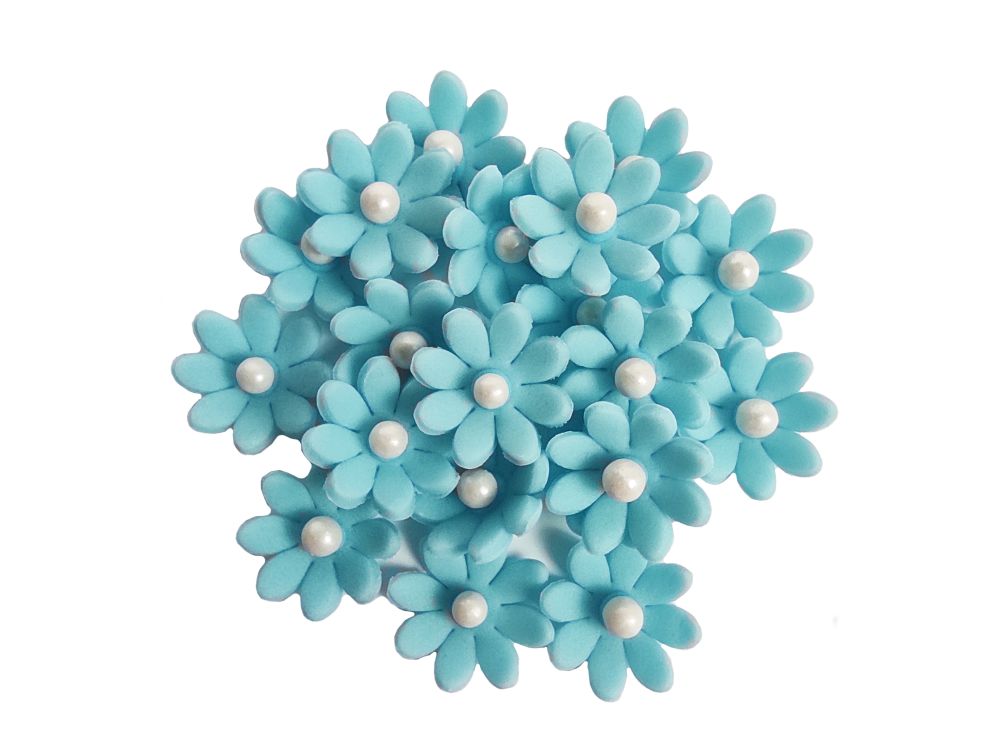 Sugar decorations for a cake - Slado - Daisies, blue, 20 pcs.