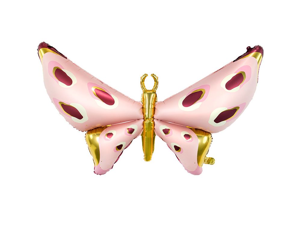 Foil balloon Butterfly - PartyDeco - pink, 120 x 87 cm