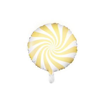 Foil balloon Candy - PartyDeco - light yellow, 45 cm