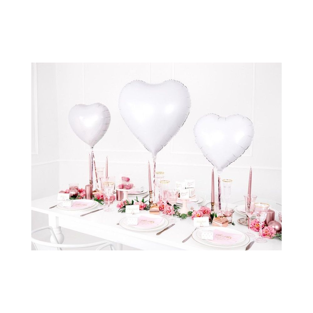 Foil balloon Heart - PartyDeco - white, 61 cm