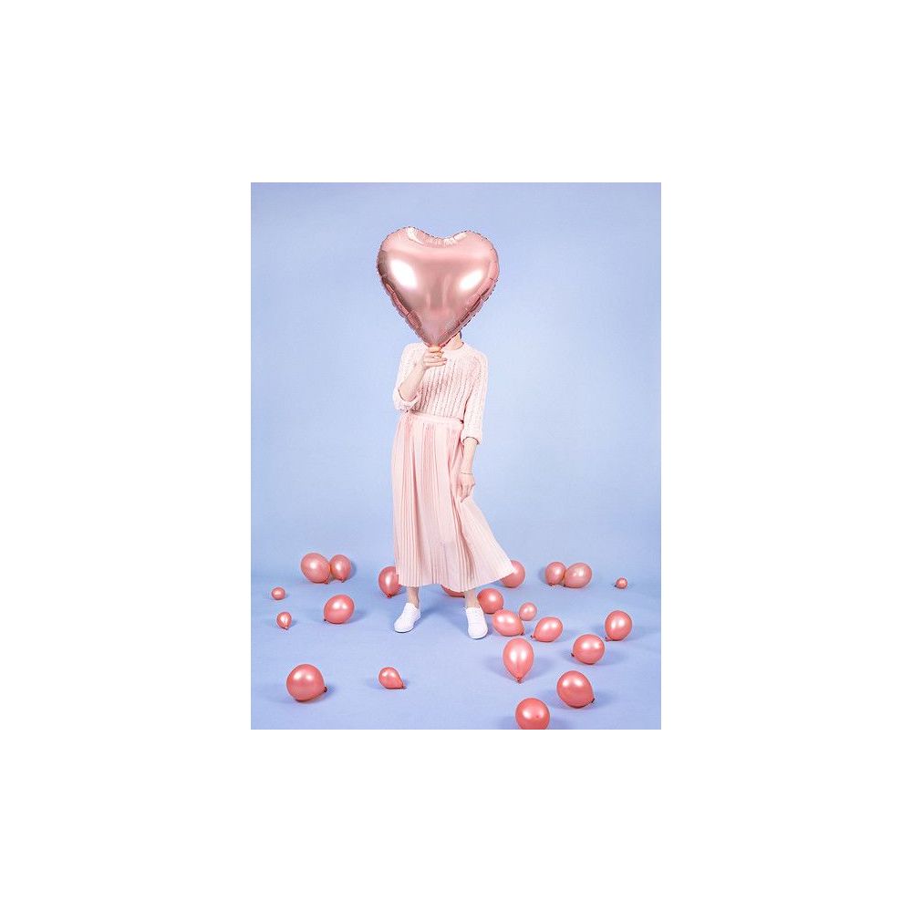 Balon foliowy Serce - PartyDeco - różowe złoto, 61 cm