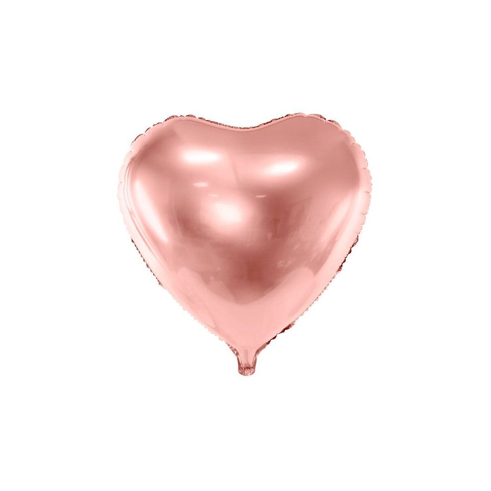 Balon foliowy Serce - PartyDeco - różowe złoto, 61 cm
