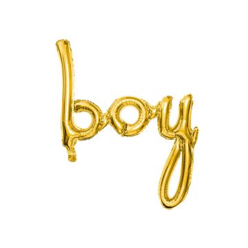 Foil balloon Boy - PartyDeco - gold, 67 x 29 cm