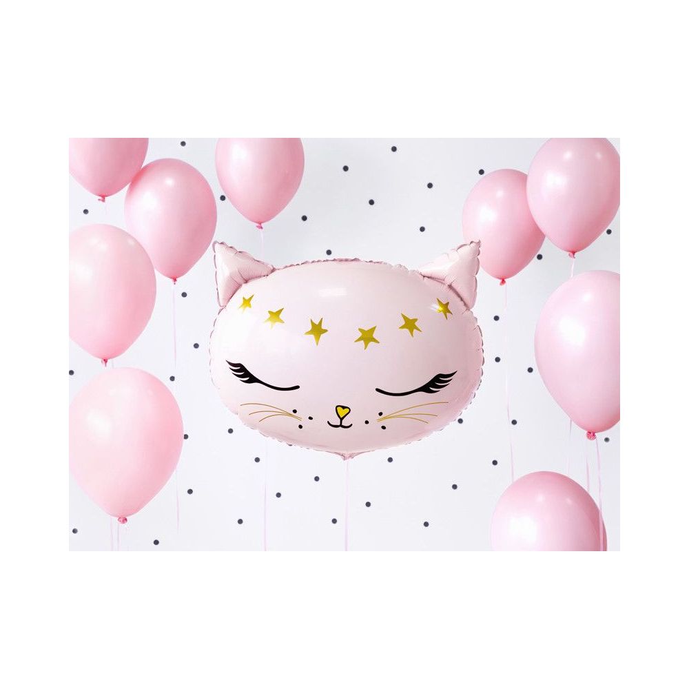 Balon foliowy Kotek - PartyDeco - różowy, 36 x 48 cm
