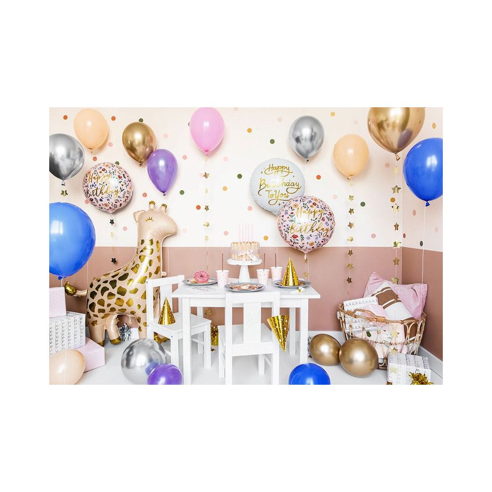 Foil balloon Happy Birthday - PartyDeco - light pink, 35 cm