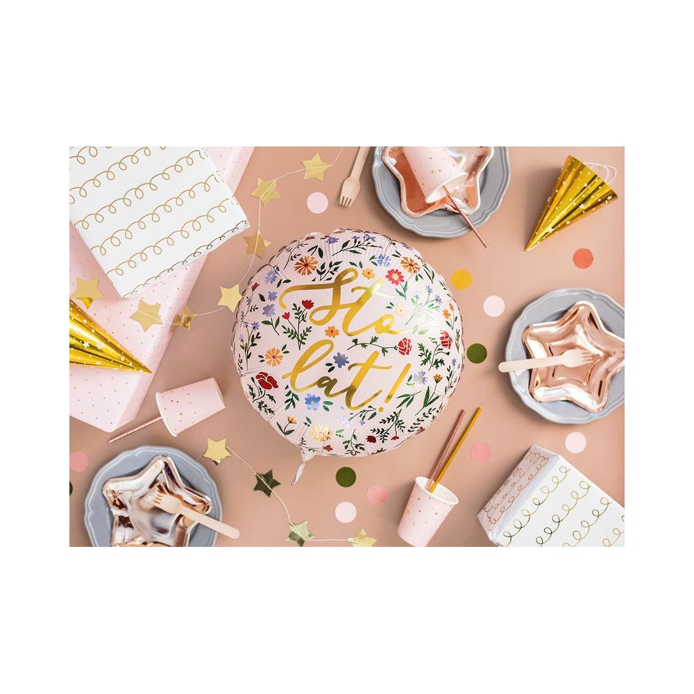 Foil balloon Happy birthday! - PartyDeco - light pink, 35 cm