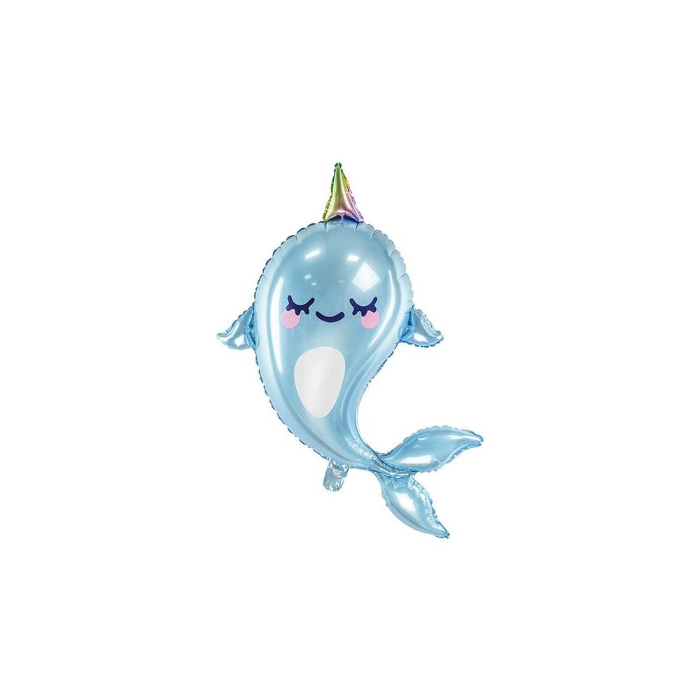 Foil balloon Narwhal - PartyDeco - blue, 53 x 87 cm