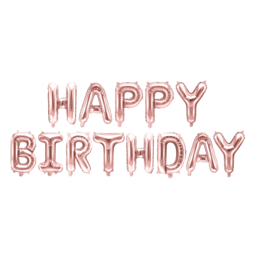 Balon foliowy Happy Birthday - PartyDeco - różowe złoto, 340 x 35 cm