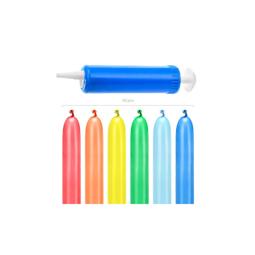 Set of modeling balloons with a pump - colored, 130 cm, 30 pcs.