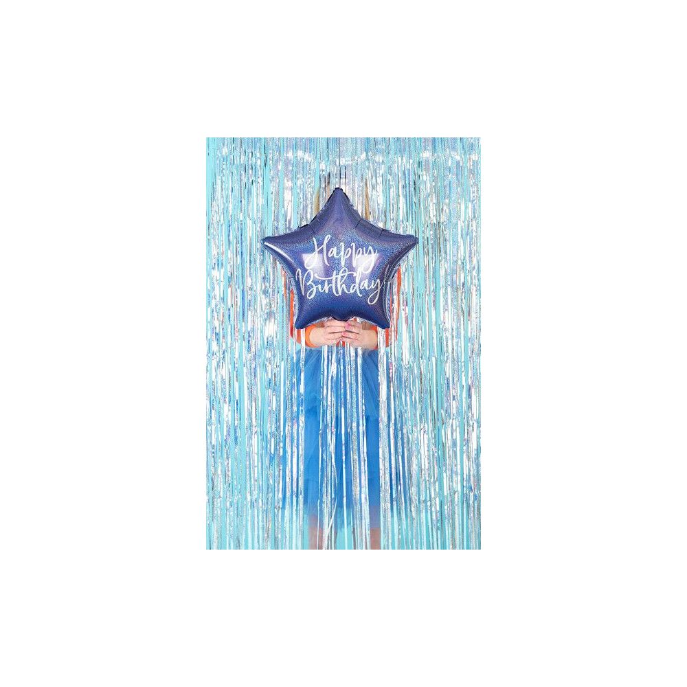 Foil balloon Happy Birthday! - PartyDeco - star, navy blue, 40 cm