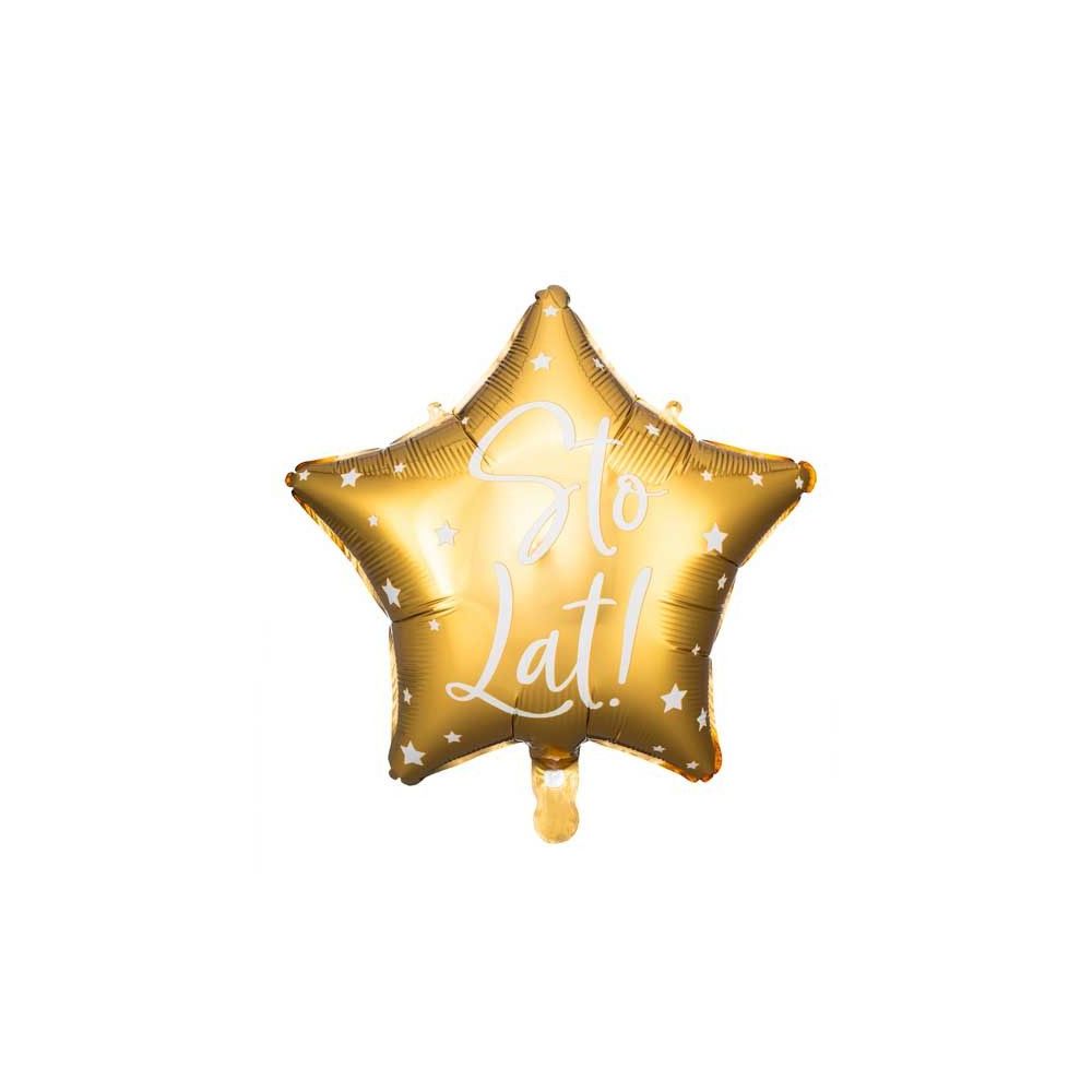 Foil balloon Sto Lat! - PartyDeco - star, gold, 40 cm
