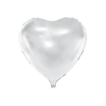 Balon foliowy Serce - PartyDeco - biały, 45 cm