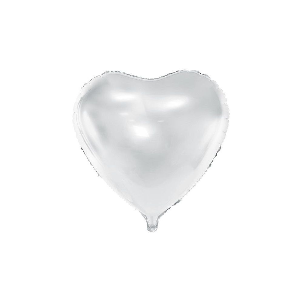 Foil balloon Heart - PartyDeco - white, 45 cm