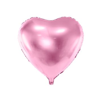 Foil balloon Heart - PartyDeco - light pink, 45 cm