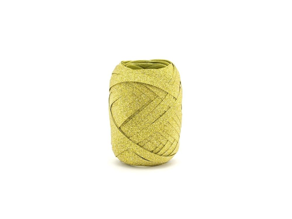Plastic ribbon for balloons - PartyDeco - glitter, gold, 5 mm x 10 m