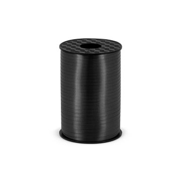 Plastic ribbon for balloons - PartyDeco - black, 5 mm x 225 m