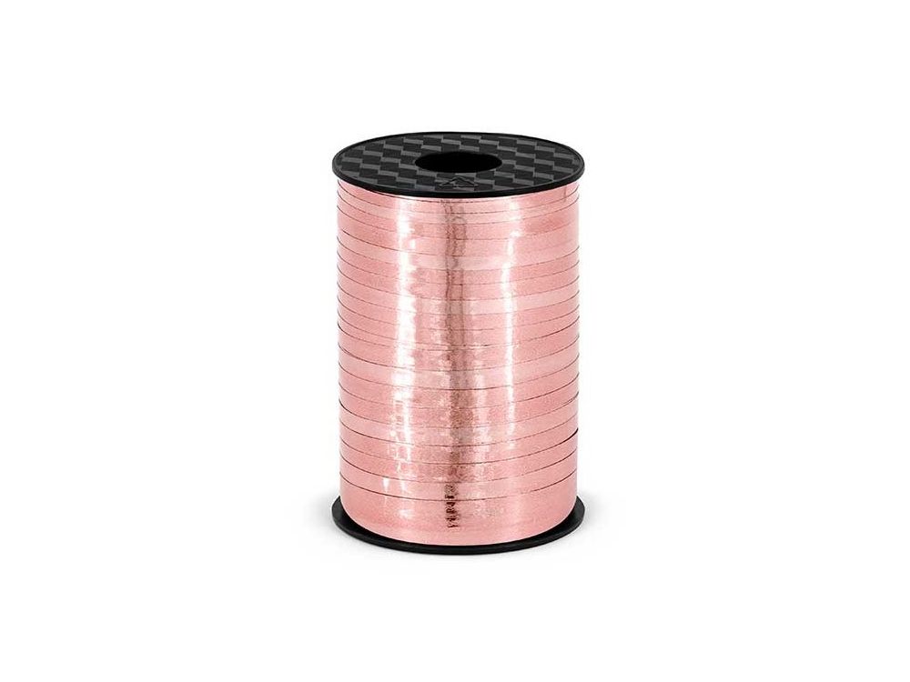 Plastic ribbon for balloons - PartyDeco - rose gold, 5 mm x 225 m