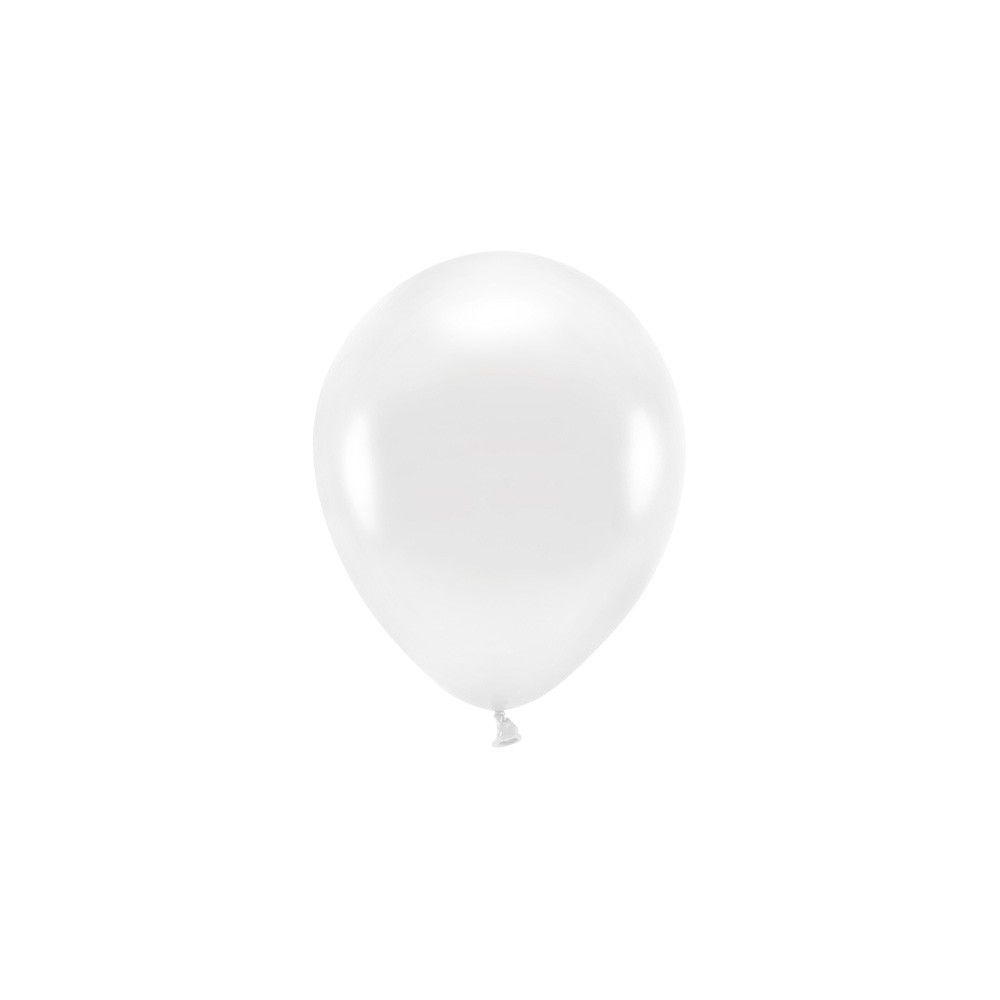 Balony lateksowe Eco, metaliczne - PartyDeco - białe, 26 cm, 10 szt.