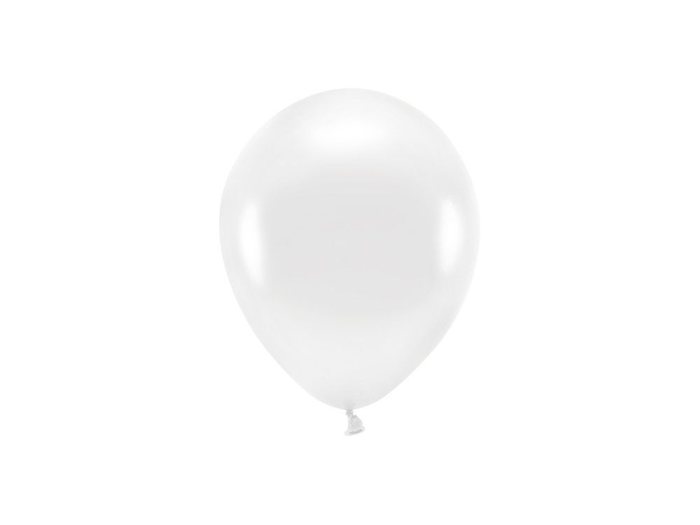 Eco latex balloons, metallic - PartyDeco - white, 26 cm, 10 pcs.