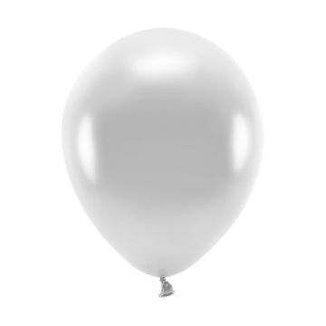 Eco latex balloons, metallic - PartyDeco - silver, 26 cm, 10 pcs.