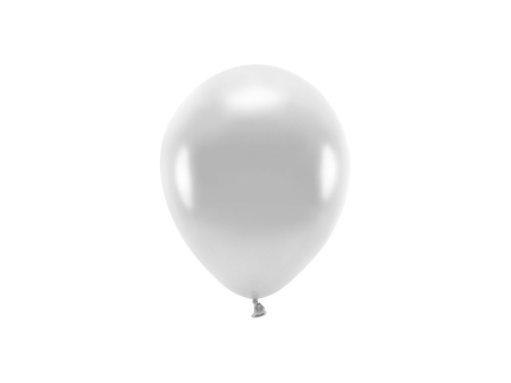 Balony lateksowe Eco, metaliczne - PartyDeco - srebrne, 26 cm, 10 szt.