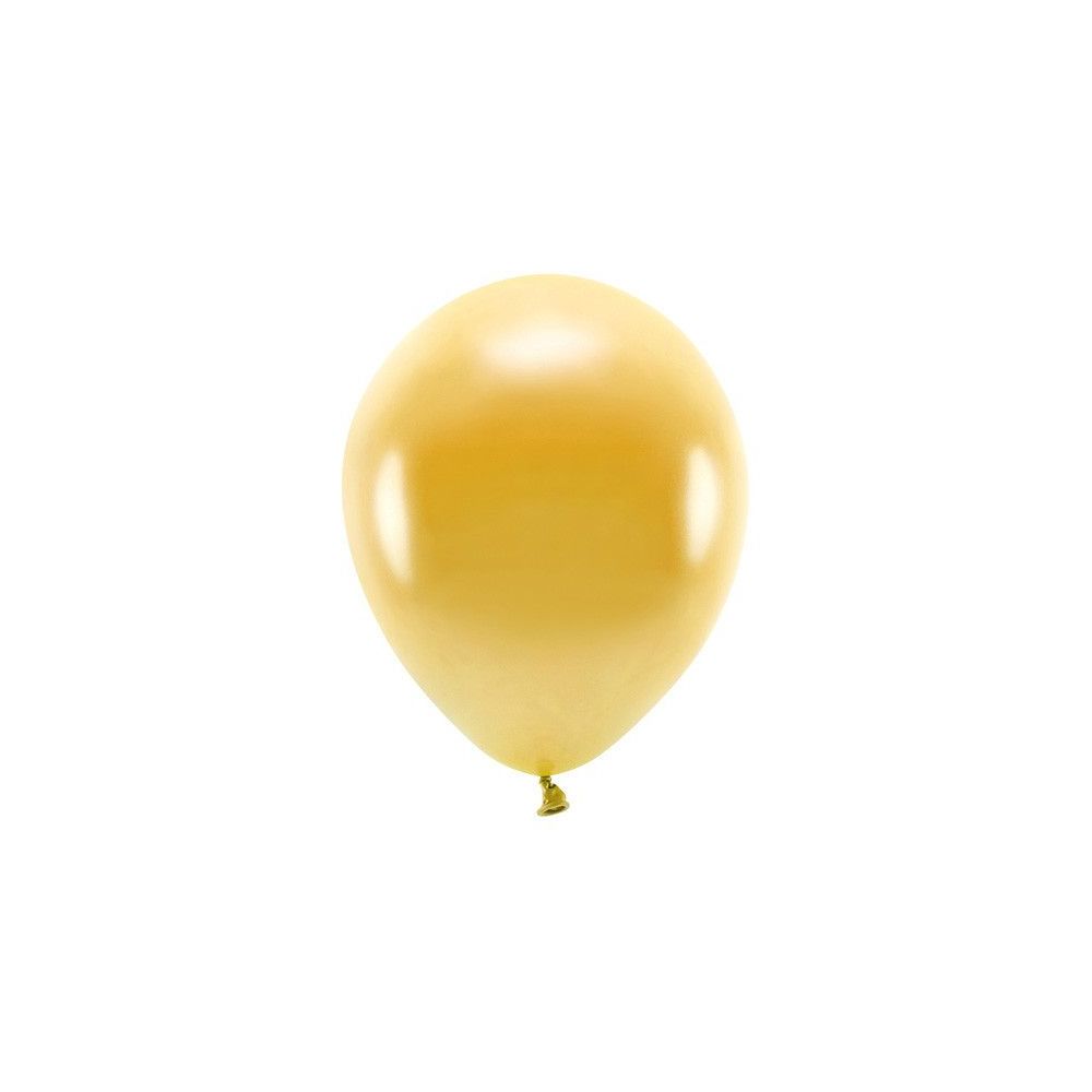 Balony lateksowe Eco, metaliczne - PartyDeco - złote, 26 cm, 10 szt.