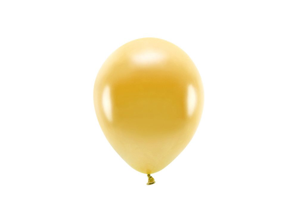 Balony lateksowe Eco, metaliczne - PartyDeco - złote, 26 cm, 10 szt.