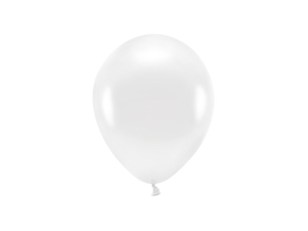 Eco latex balloons, metallic - PartyDeco - white, 30 cm, 10 pcs.