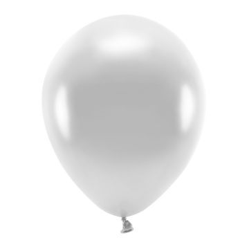 Eco latex balloons, metallic - PartyDeco - silver, 30 cm, 10 pcs.