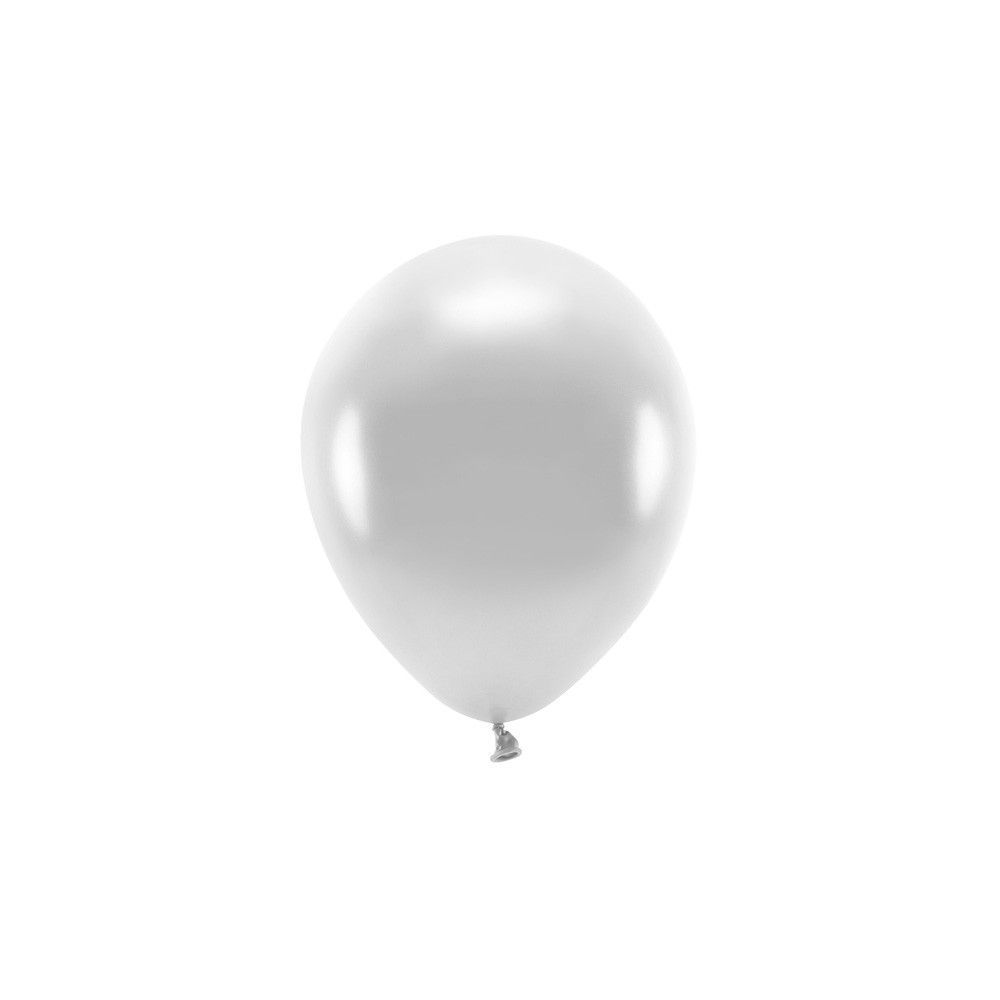 Balony lateksowe Eco, metaliczne - PartyDeco - srebrne, 30 cm, 10 szt.