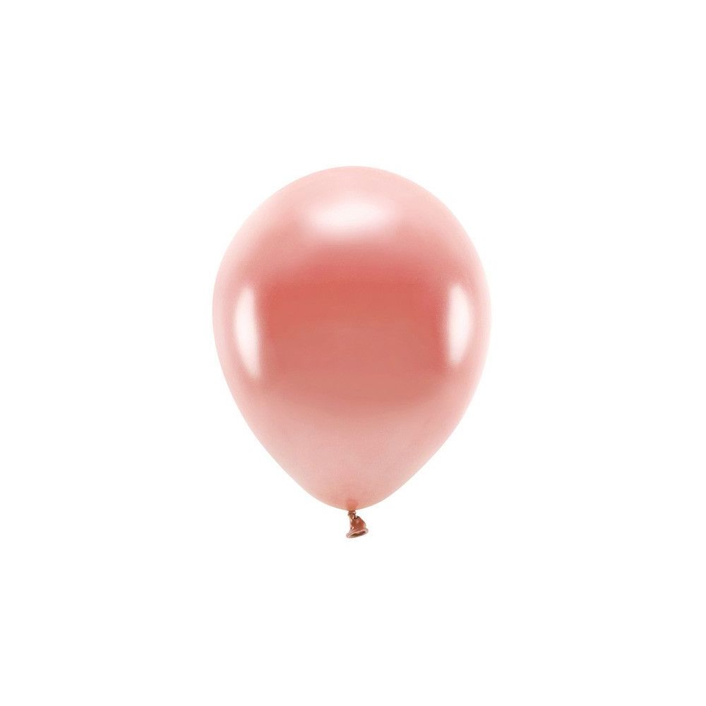 Balony lateksowe Eco, metaliczne - PartyDeco - różowe złoto, 30 cm, 10 szt.