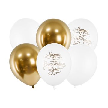 Balony urodzinowe - PartyDeco - Happy Birthday To You, 30 cm, 6 szt.