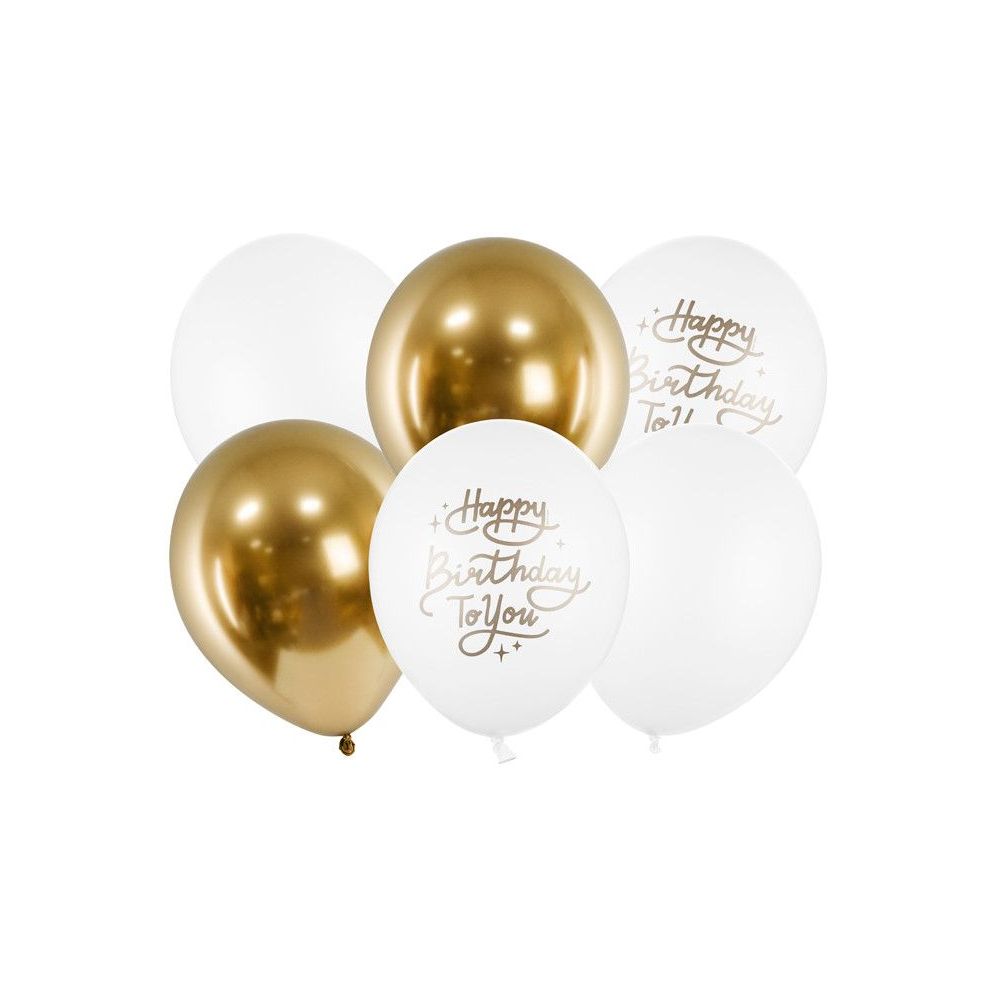 Balony urodzinowe - PartyDeco - Happy Birthday To You, 30 cm, 6 szt.
