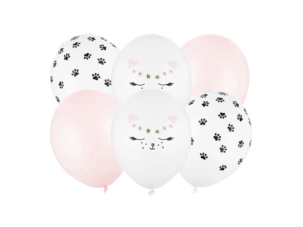 Latex balloons - PartyDeco - Kitten, mix, 30 cm, 6 pcs.