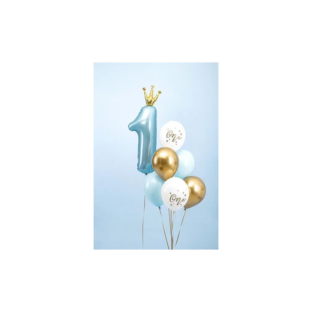 Balony lateksowe - PartyDeco - One, błękitny mix, 30 cm, 6 szt.