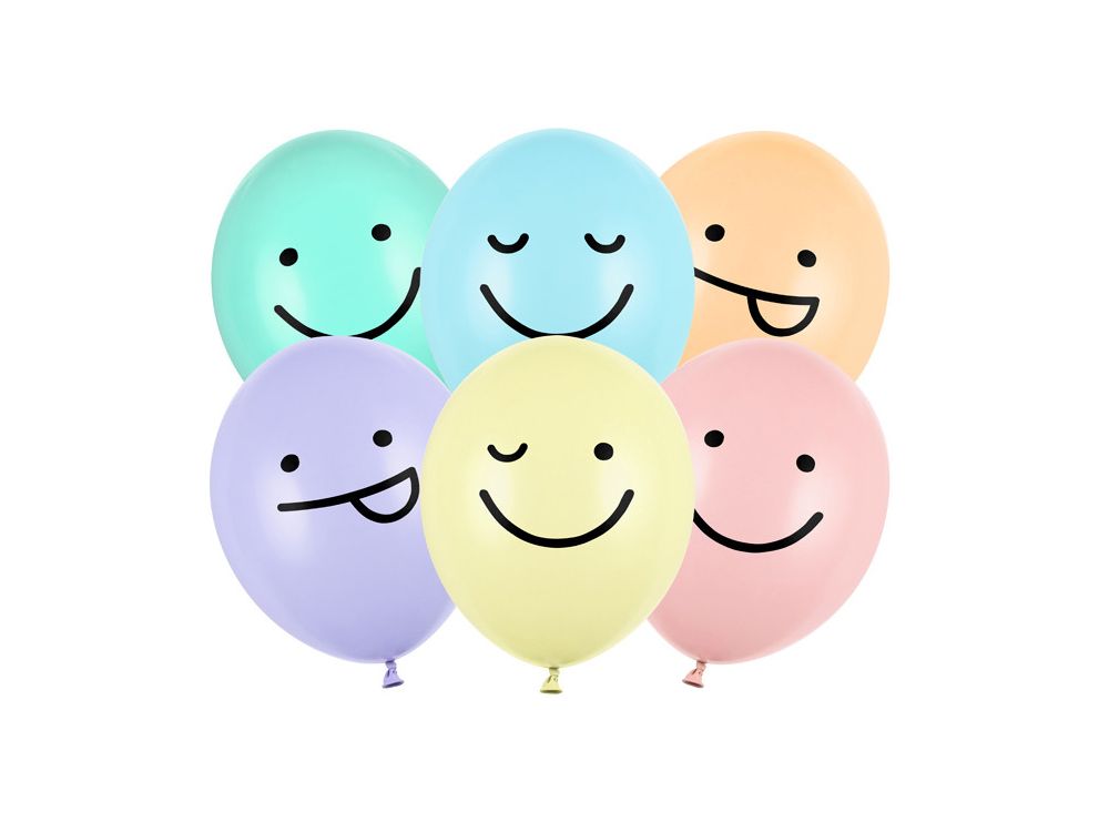 Latex balloons - PartyDeco - Smileys, mix, 30 cm, 6 pcs.