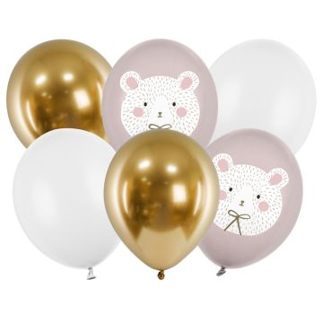 Latex balloons - PartyDeco - Polar bear, mix, 30 cm, 6 pcs.