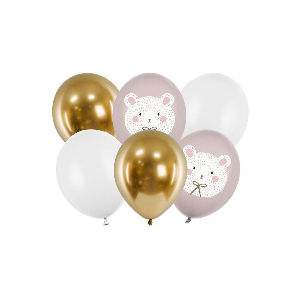 Latex balloons - PartyDeco - Polar bear, mix, 30 cm, 6 pcs.